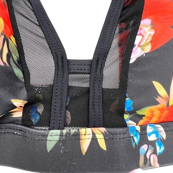 Black and Red Floral Bikini with Mesh Accents Size Medium Unbranded - Picture 4 of 16